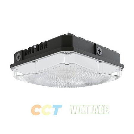 LED Square Canopy Luminaire, CCT And Wattage Selector